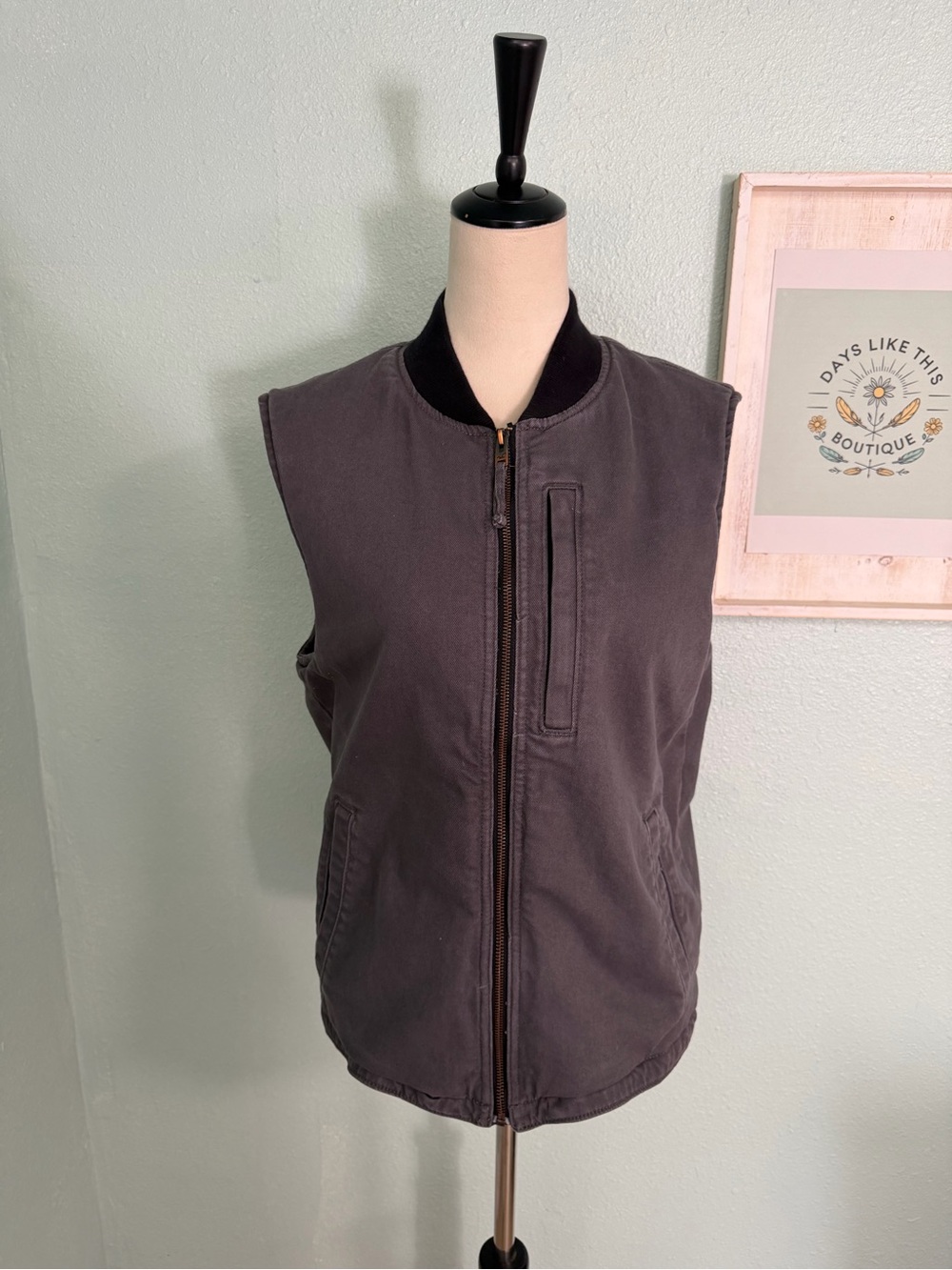 Men's Hollister Dark Gray Zip-Front Work Vest